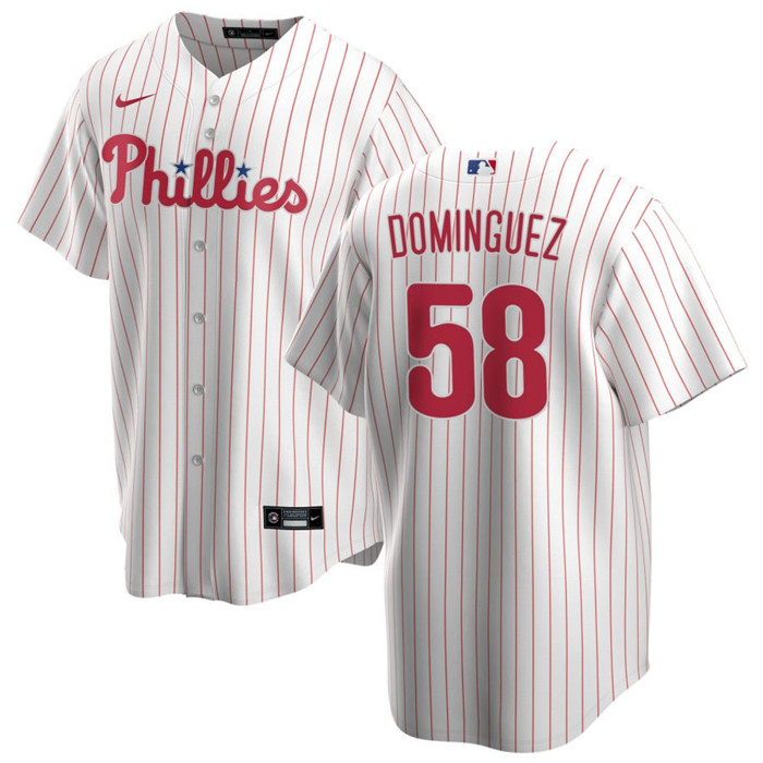 Men's Philadelphia Phillies #58 Seranthony Domínguez White Cool Base Stitched Baseball Jersey